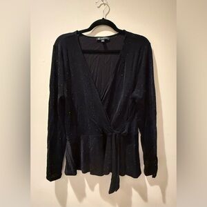INC Black Sparkly Wrap Top / Peplum